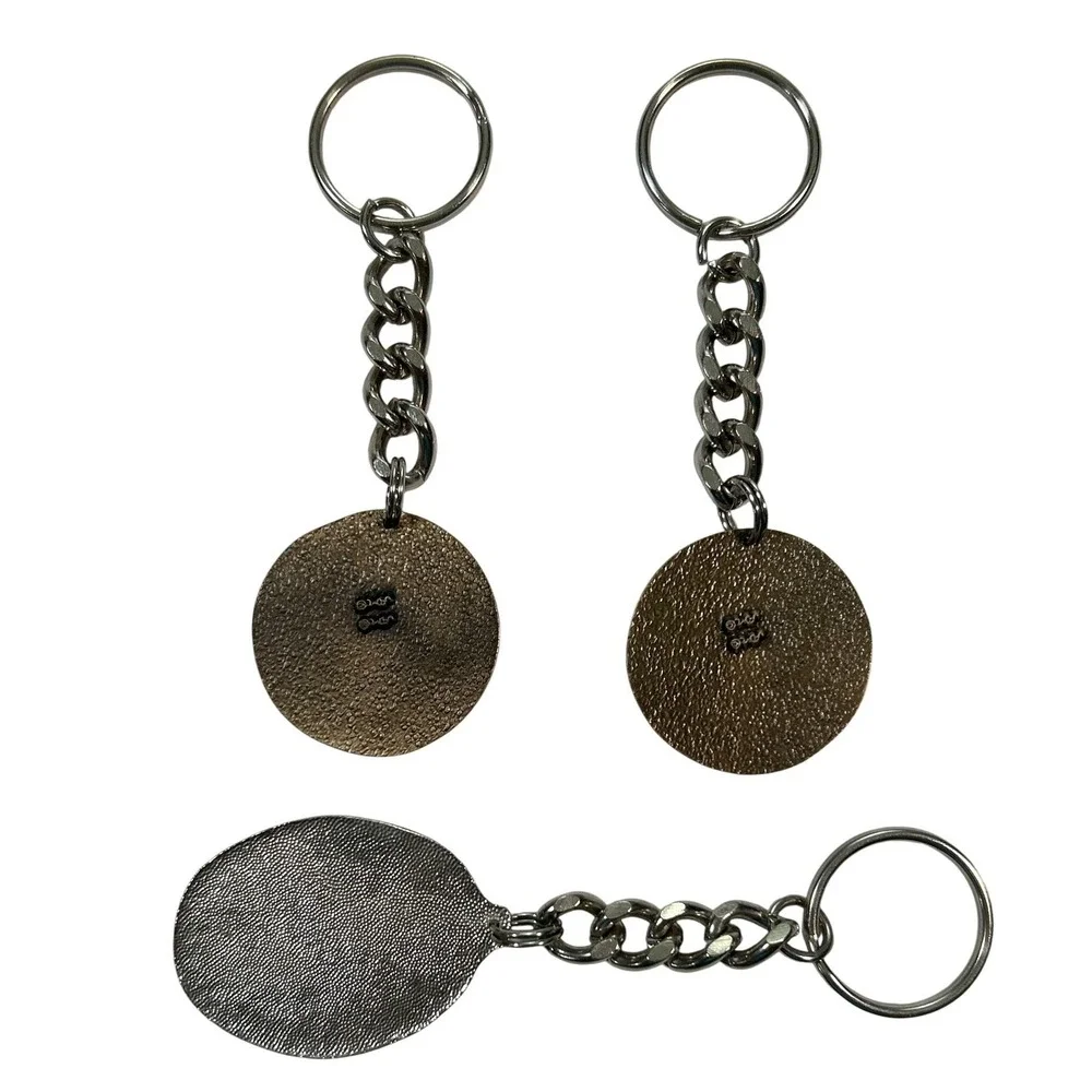 New Jersey Keychain State Seal Key Ring Souvenir Silver Tone Metal Charm THREE